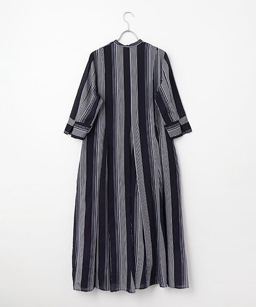 SEASON STYLE LAB / シーズンスタイルラボ ロング・マキシ丈ワンピース | Cotton Voile Stripe Panel Dress | 詳細1