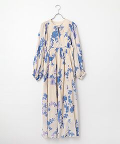 SEASON STYLE LAB / シーズンスタイルラボ ロング・マキシ丈ワンピース | Cotton Voile Rose Print Hand Smocking Dress