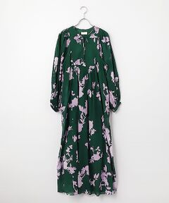 SEASON STYLE LAB / シーズンスタイルラボ ロング・マキシ丈ワンピース | Cotton Voile Rose Print Hand Smocking Dress