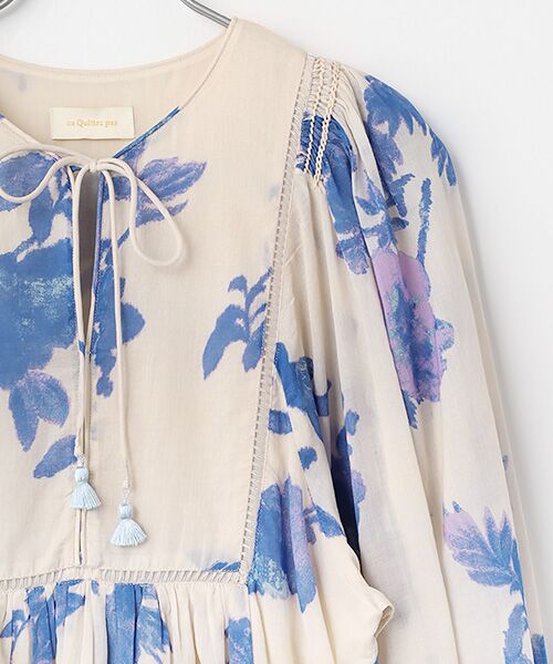 SEASON STYLE LAB / シーズンスタイルラボ ロング・マキシ丈ワンピース | Cotton Voile Rose Print Hand Smocking Dress | 詳細2