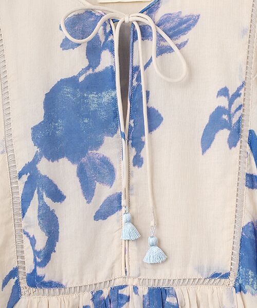 SEASON STYLE LAB / シーズンスタイルラボ ロング・マキシ丈ワンピース | Cotton Voile Rose Print Hand Smocking Dress | 詳細5