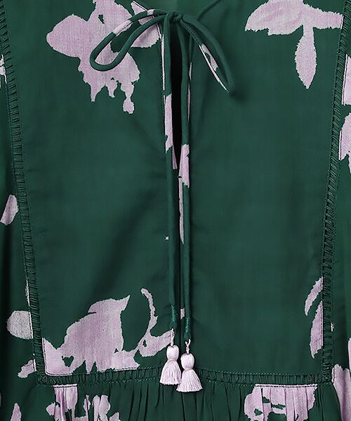 SEASON STYLE LAB / シーズンスタイルラボ ロング・マキシ丈ワンピース | Cotton Voile Rose Print Hand Smocking Dress | 詳細6