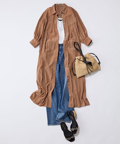 SEASON STYLE LAB / シーズンスタイルラボ ロング・マキシ丈ワンピース | ピンタックシャツドレス | 詳細1