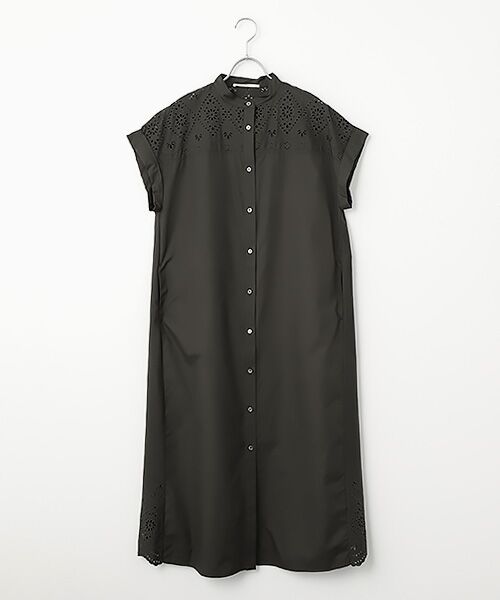 SEASON STYLE LAB / シーズンスタイルラボ ロング・マキシ丈ワンピース | レースフレンチワンピース（チャコールグレー）