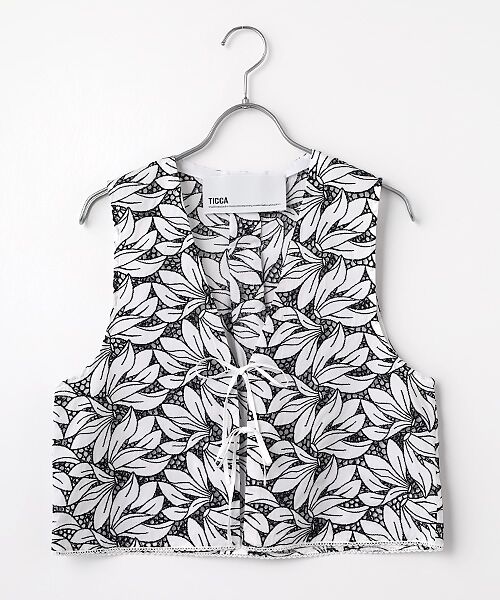 SEASON STYLE LAB / シーズンスタイルラボ ベスト | フラワーレースベスト（ホワイト×ネイビー）