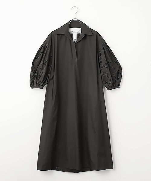 SEASON STYLE LAB / シーズンスタイルラボ ロング・マキシ丈ワンピース | フラワーレースワンピース（チャコールグレー）