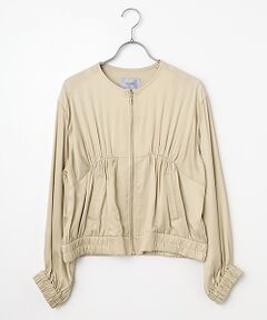 SEASON STYLE LAB / シーズンスタイルラボ ノーカラージャケット | ノーカラーギャザーブルゾン