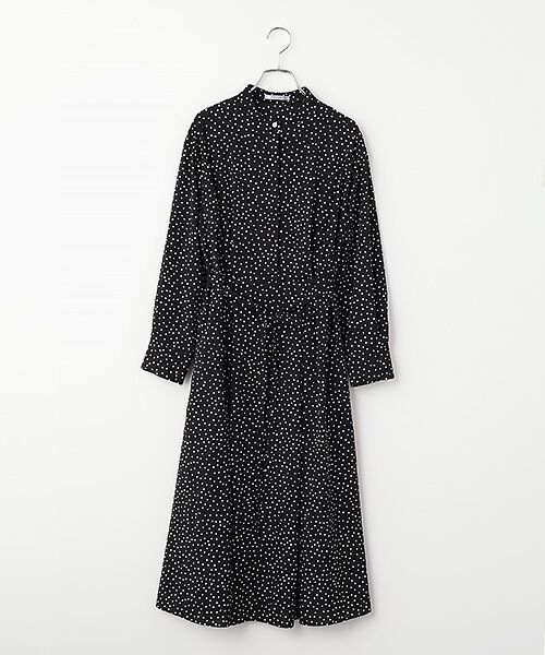 SEASON STYLE LAB / シーズンスタイルラボ ロング・マキシ丈ワンピース | ドットプリントワンピース（ブラック）