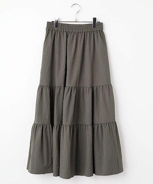 SEASON STYLE LAB / シーズンスタイルラボ ロング・マキシ丈スカート | チェックティアードスカート（グレー）
