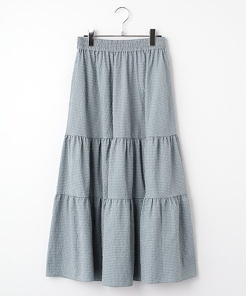 SEASON STYLE LAB / シーズンスタイルラボ ロング・マキシ丈スカート | チェックティアードスカート（ブルー）