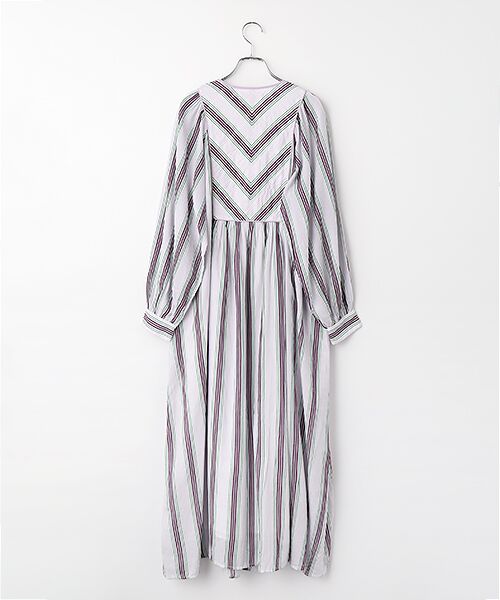 SEASON STYLE LAB / シーズンスタイルラボ ロング・マキシ丈ワンピース | Cotton　Voile　Stripe　Gather　Dress | 詳細1
