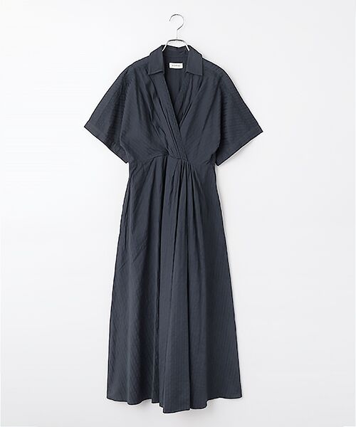 SEASON STYLE LAB / シーズンスタイルラボ ロング・マキシ丈ワンピース | Poplin　Shirts　 Dress（ネイビー）