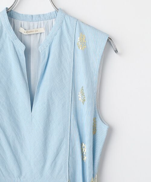SEASON STYLE LAB / シーズンスタイルラボ ロング・マキシ丈ワンピース | Cotton　Poplin　Stripe　FoilPrint  Sleeveless Dress | 詳細2