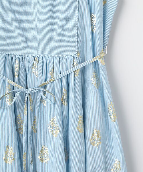 SEASON STYLE LAB / シーズンスタイルラボ ロング・マキシ丈ワンピース | Cotton　Poplin　Stripe　FoilPrint  Sleeveless Dress | 詳細3