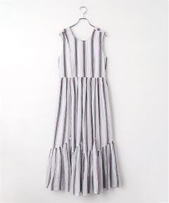 SEASON STYLE LAB / シーズンスタイルラボ ロング・マキシ丈ワンピース | Cotton Voile Stripe　Sleeveless　Slant　Panel　Dress