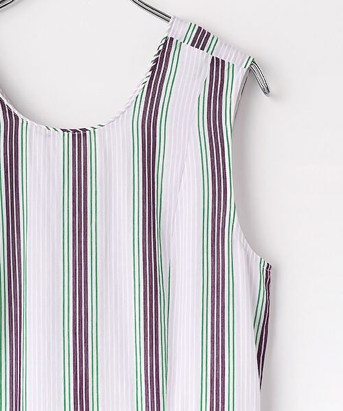 SEASON STYLE LAB / シーズンスタイルラボ ロング・マキシ丈ワンピース | Cotton Voile Stripe　Sleeveless　Slant　Panel　Dress | 詳細3
