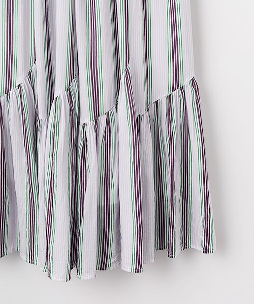 SEASON STYLE LAB / シーズンスタイルラボ ロング・マキシ丈ワンピース | Cotton Voile Stripe　Sleeveless　Slant　Panel　Dress | 詳細5