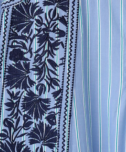 SEASON STYLE LAB / シーズンスタイルラボ ロング・マキシ丈ワンピース | Poplin　Stripe　Flower  Embroidery  Sleeveless Dress | 詳細5