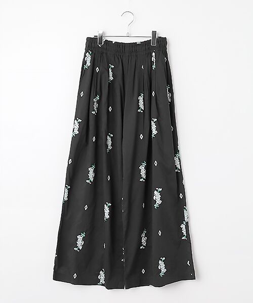 SEASON STYLE LAB / シーズンスタイルラボ その他パンツ | Cotton　Voile　Jasmine　Embroidery　Gather　Pants（ブラック）