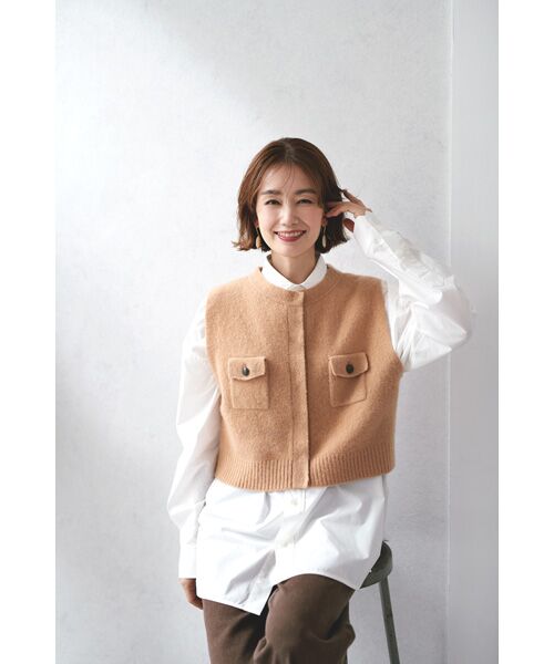 SEASON STYLE LAB / シーズンスタイルラボ ニット・セーター | カシミヤショートジレベスト（キャメル）
