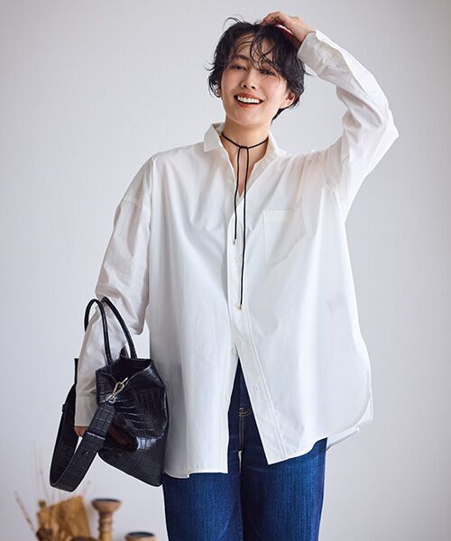 SEASON STYLE LAB / シーズンスタイルラボ シャツ・ブラウス | スクエアハイネックシャツ（ホワイト）
