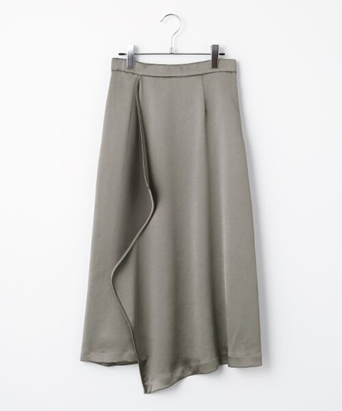 SEASON STYLE LAB / シーズンスタイルラボ ロング・マキシ丈スカート | フロントフリルサテンスカート（グレー）