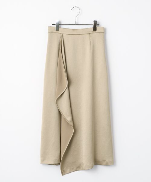 SEASON STYLE LAB / シーズンスタイルラボ ロング・マキシ丈スカート | フロントフリルサテンスカート（ベージュ）