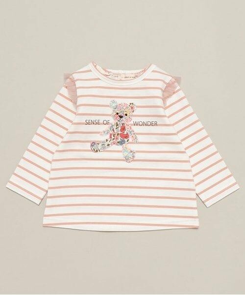 sense of wonder / センス オブ ワンダー Tシャツ | リバティくまボーダープルオーバー（ピンク）