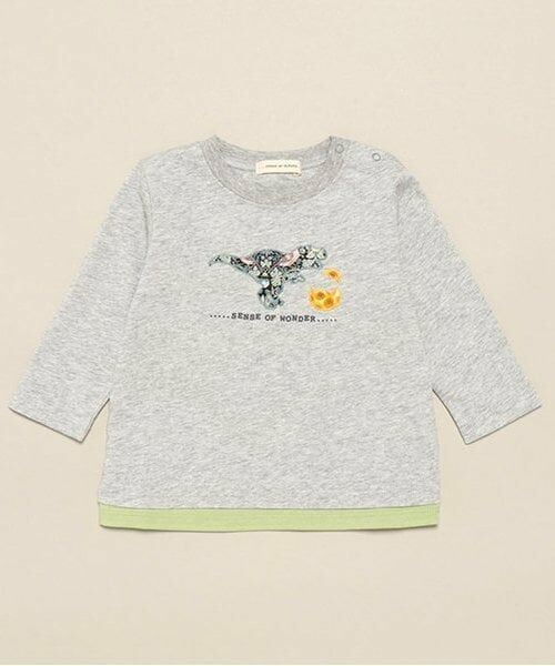 sense of wonder / センス オブ ワンダー Tシャツ | リバティ恐竜たまご長袖Tシャツ（ライト グレー）