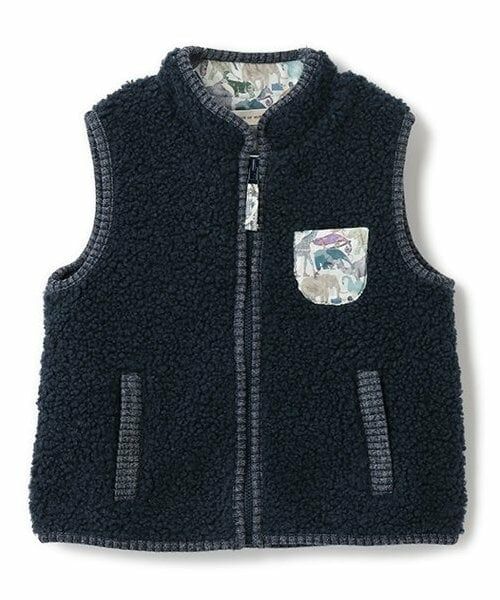 sense of wonder / センス オブ ワンダー カーディガン・ボレロ | リバティファブリックポケットボアベスト（紺）