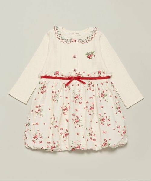 sense of wonder / センス オブ ワンダー ミニ丈・ひざ丈ワンピース | 野イチゴ長袖バルーンワンピース（ECRU(キナリ)）
