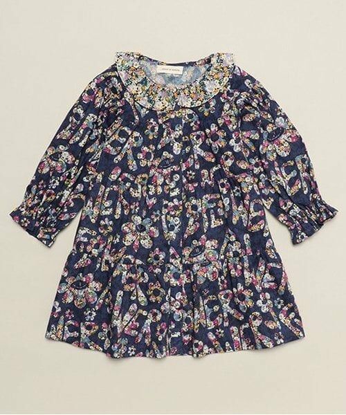 sense of wonder / センス オブ ワンダー ミニ丈・ひざ丈ワンピース | FLOWER POWERワンピース（紺）