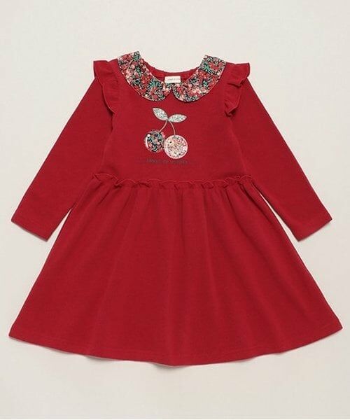 sense of wonder / センス オブ ワンダー ミニ丈・ひざ丈ワンピース | リバティチェリーワンピース（赤）