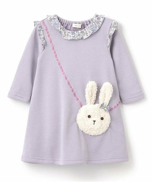 sense of wonder / センス オブ ワンダー ミニ丈・ひざ丈ワンピース | ウサギポシェットワンピース（ラベンダー）
