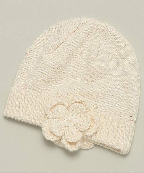 sense of wonder / センス オブ ワンダー ニットキャップ | 【オーガニック】フラワー帽子(ECRU(キナリ))