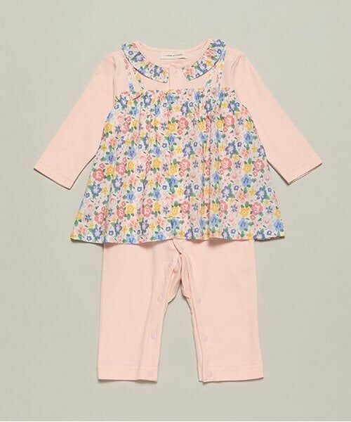 sense of wonder / センス オブ ワンダー ロンパース | 小花柄レイヤードカバーオール（ピンク）