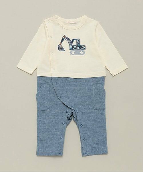 sense of wonder / センス オブ ワンダー ロンパース | リバティ働くクルマカバーオール（ECRU(キナリ)）