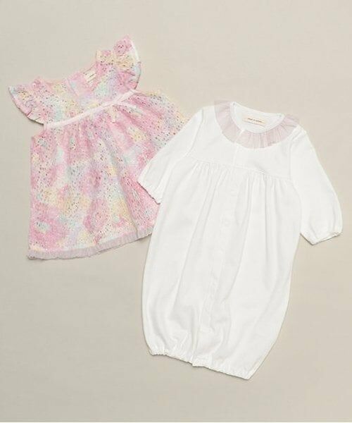 sense of wonder / センス オブ ワンダー ロンパース | フラワーレースエプロン付2WAYオール（ピンク）