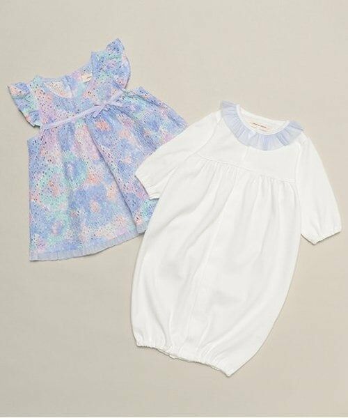 sense of wonder / センス オブ ワンダー ロンパース | フラワーレースエプロン付2WAYオール（ブルー）