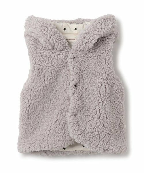 sense of wonder / センス オブ ワンダー ベビー・キッズウエア | モコモコフードつきベスト（グレー）