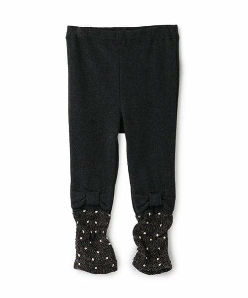 sense of wonder / センス オブ ワンダー レギンス・スパッツ | 裾リボンクシュクシュレギンス(チャコール)