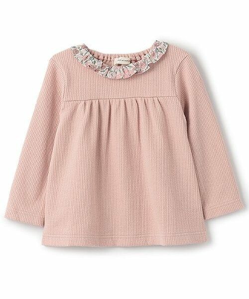 sense of wonder / センス オブ ワンダー Tシャツ | リバティファブリック衿フリルTシャツ（ピンク）