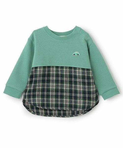 sense of wonder / センス オブ ワンダー スウェット | チェック切替トレーナー（ブルー グリーン）
