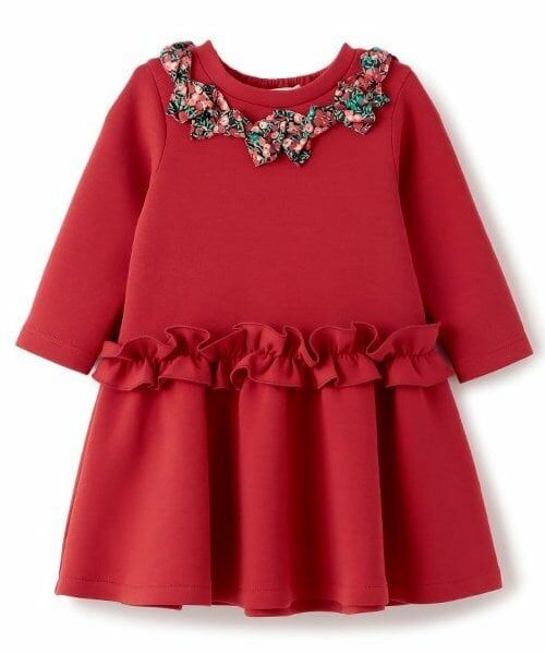 sense of wonder / センス オブ ワンダー ミニ丈・ひざ丈ワンピース | リバティファブリックリボンワンピース（赤）