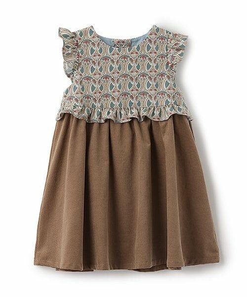 sense of wonder / センス オブ ワンダー ミニ丈・ひざ丈ワンピース | リバティファブリックヨークジャンパースカート（モカ茶）