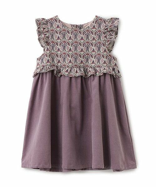 sense of wonder / センス オブ ワンダー ミニ丈・ひざ丈ワンピース | リバティファブリックヨークジャンパースカート（グレープ）