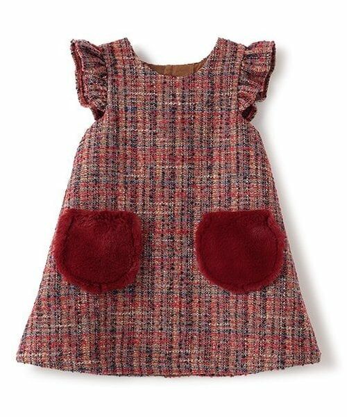 sense of wonder / センス オブ ワンダー ミニ丈・ひざ丈ワンピース | ラメツイードジャンパースカート（赤）