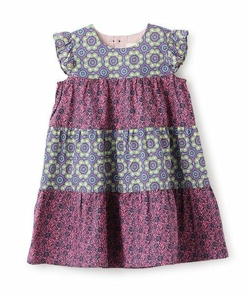 sense of wonder / センス オブ ワンダー ミニ丈・ひざ丈ワンピース | リバティ切替ワンピース（グレープ）