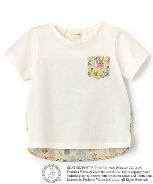 sense of wonder / センス オブ ワンダー Tシャツ | 『ピーターラビット(TM)』リバティ切替半袖Tシャツ(ECRU(キナリ))