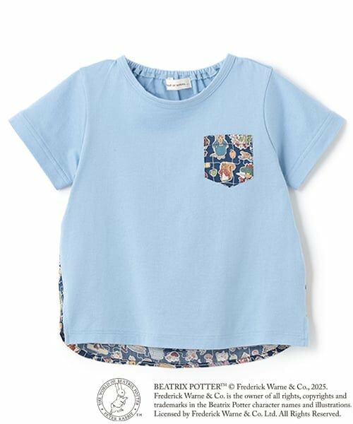 sense of wonder / センス オブ ワンダー Tシャツ | 『ピーターラビット(TM)』リバティ切替半袖Tシャツ(ブルー)